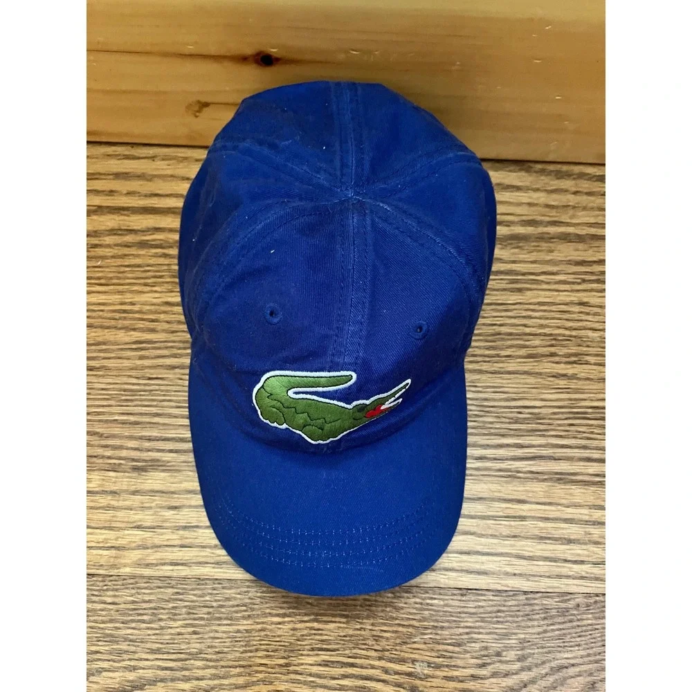 Lacoste Mens Royal Blue Big Croc Logo Adjustable Baseball Cap Hat One Size